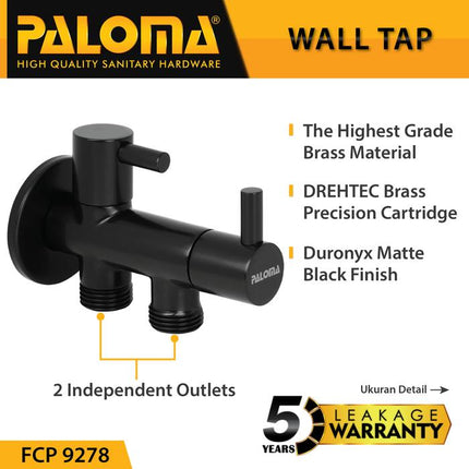 PALOMA Keran Stop Valve Cabang Faucet Keran Toilet Keran WC Keran Jet Shower Wall Tembok Keran Water Air Wall Wave Brass Kuningan Gold Emas Black Hitam Bronze Tembaga FCP 9278 7378 7678 8378 7878