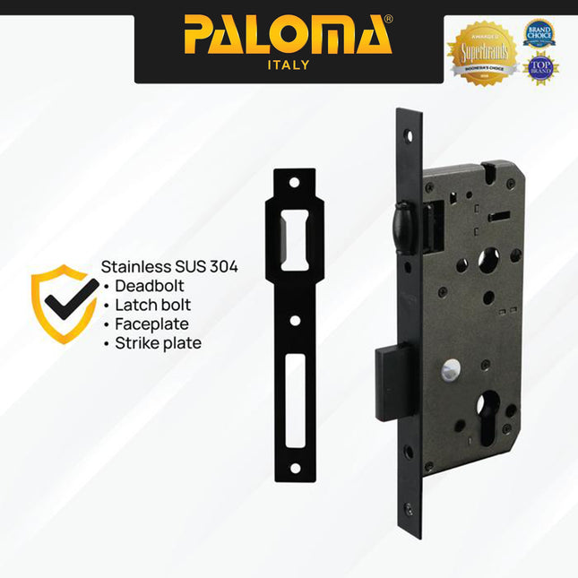 PALOMA MSP 1238 Body Kunci Set Cylinder Kunci Pintu Lockcase Badan Body Roller Pelor Stainless Steel SUS 304 SUS304 Matte Black Hitam