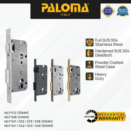 PALOMA Mortise Lock Kunci Pintu Lockcase Badan Body Roller Pelor MLP 5
