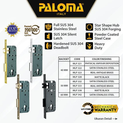 PALOMA Mortise Lock Kunci Pintu Lockcase Badan Body Swing MLP 3