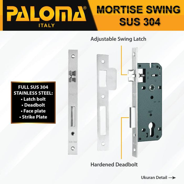 PALOMA Mortise Lock Kunci Pintu Lockcase Badan Body Swing MLP 3