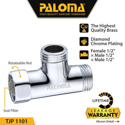PALOMA Nepel T 1/2 TJP 9101 & TJP 1101 / Sambungan Cabang Tee Keran Shower Kloset