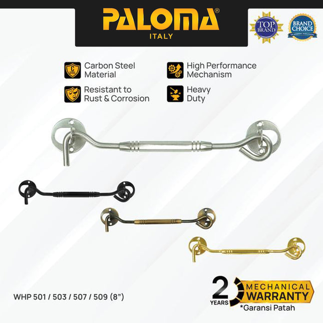 PALOMA Penahan Hak Angin Jendela Window Hook Solis Steel Baja Gold Emas Satin Silver Antique Antik Black Hitam WHP 501 503 507 509