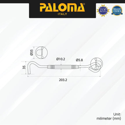 PALOMA Penahan Hak Angin Jendela Window Hook Solis Steel Baja Gold Emas Satin Silver Antique Antik Black Hitam WHP 501 503 507 509