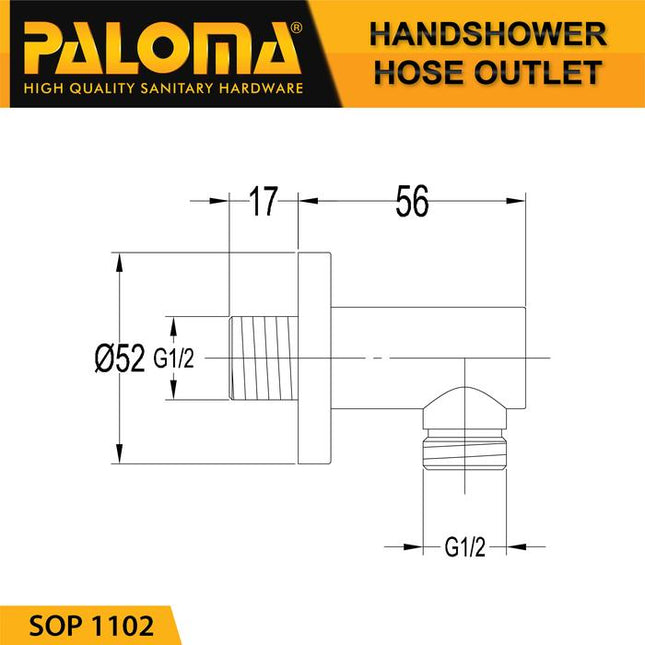 Shower Outlet Elbow&nbsp;PALOMA SOP 1102 Lubang Keluaran Selang Handshower