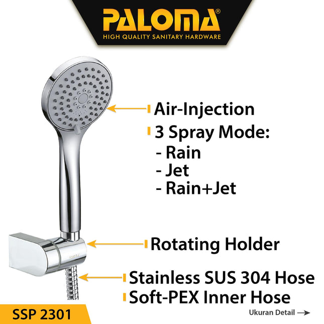 PALOMA SSP 2301 Shower Set Paket Handshower Mandi Hand Shower Head Shower Chrome