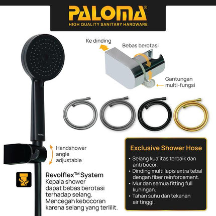 PALOMA SSP 2309 Shower Set Handshower Mandi Hand Shower Head Kepala Shower Genggam Sower 3 Mode Paket ABS Chrome Gunmetal Gun Metal Grey Black Gold Silver Abu Hitam Emas SSP 2309CP SSP 2309GM SSP 2309MB SSP 2309SG