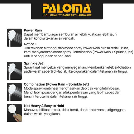 PALOMA SSP 2309 Shower Set Handshower Mandi Hand Shower Head Kepala Shower Genggam Sower 3 Mode Paket ABS Chrome Gunmetal Gun Metal Grey Black Gold Silver Abu Hitam Emas SSP 2309CP SSP 2309GM SSP 2309MB SSP 2309SG
