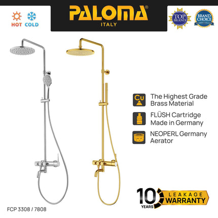 Shower Tiang Set Column PALOMA FCP 3308 FCP 7808 Chrome Silver Grey Abu Gold Emas Keran Mandi Kran Air Panas Dingin Faucet Bathtub Bath Shower Mixer Hot Cold Kamar Mandi Bathroom