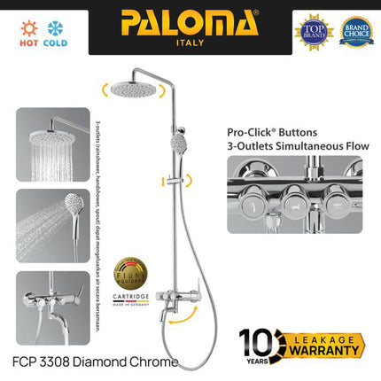 Shower Tiang Set Column PALOMA FCP 3308 FCP 7808 Chrome Silver Grey Abu Gold Emas Keran Mandi Kran Air Panas Dingin Faucet Bathtub Bath Shower Mixer Hot Cold Kamar Mandi Bathroom