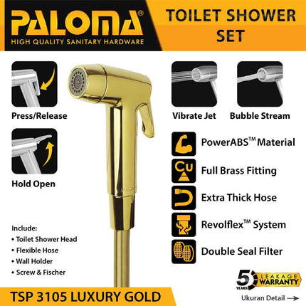 PALOMA Toilet Shower Jet Washer Jet Shower Bidet Spray Semprotan Cebok Bilas Kloset Closet WC ABS Chrome Krom White Putih Black HItam Gold Emas Gunmetal Grey Abu TSP 3101 3102 3103 3104 3105 3106