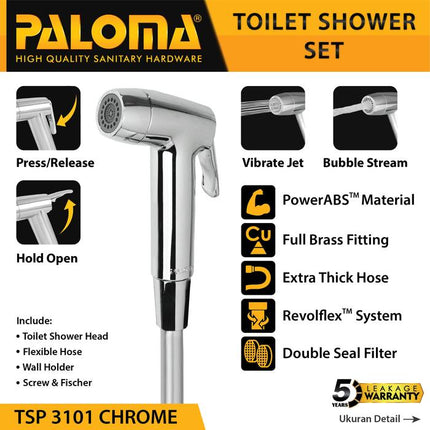PALOMA Toilet Shower Jet Washer Jet Shower Bidet Spray Semprotan Cebok Bilas Kloset Closet WC ABS Chrome Krom White Putih Black HItam Gold Emas Gunmetal Grey Abu TSP 3101 3102 3103 3104 3105 3106