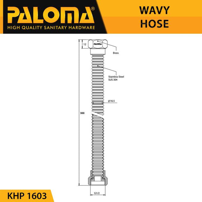 PALOMA WOP 1603 Wavy Hose 30cm Selang Kaku Flexible Air Panas Heater
