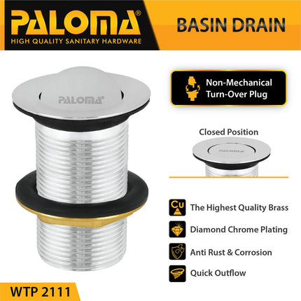 Pop Up Drain PALOMA WTP 2111 Chrome Afur Wastafel Kepala Sifon Waste Avur Washtafel
