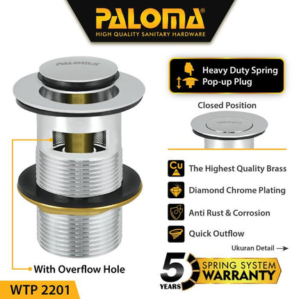 PALOMA WTP 2201 Afur Wastafel Kepala Sifon Pop Up Waste Avur Washtafel