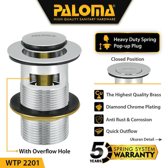 PALOMA WTP 2201 Afur Wastafel Kepala Sifon Pop Up Waste Avur Washtafel