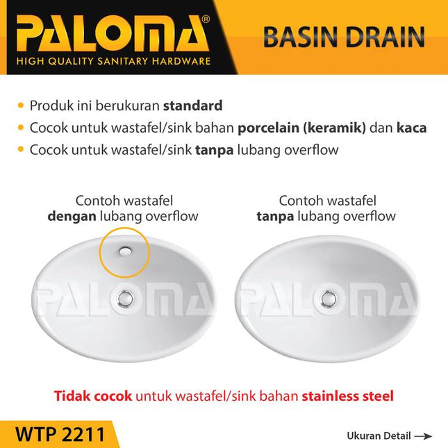 PALOMA WTP 2211 Afur Wastafel Kepala Sifon Pop Up Waste Avur Washtafel