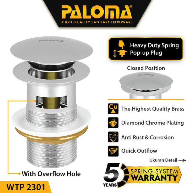 PALOMA WTP 2301 Afur Wastafel Kepala Sifon Pop Up Waste Avur Washtafel