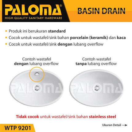 PALOMA WTP 9201 Afur Wastafel Kepala Sifon Pop Up Waste Avur Washtafel
