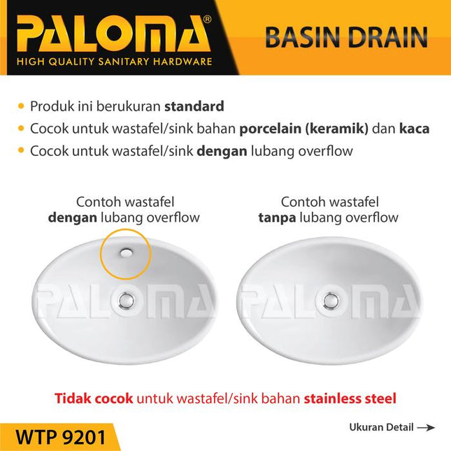 PALOMA WTP 9201 Afur Wastafel Kepala Sifon Pop Up Waste Avur Washtafel