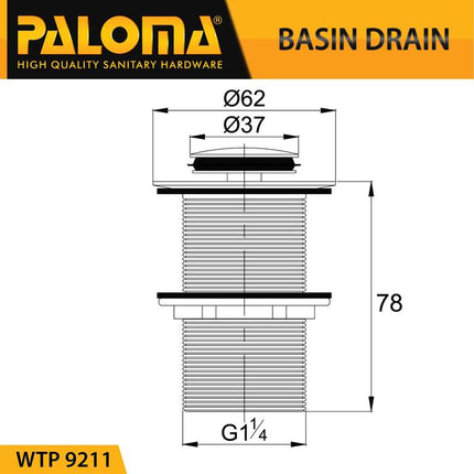 PALOMA WTP 9211 Afur Wastafel Kepala Sifon Pop Up Waste Avur Washtafel