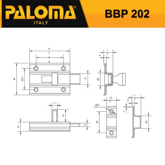 Gerendel Slot Kunci Pintu PALOMA BBP 202 Satin Grey Abu Barrel Bolt Grendel Door Stainless Steel SUS304 SUS 304