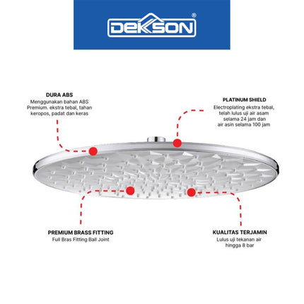 Rain Shower Dekkson RS 3011 Head Shower Mandi Atas Kepala 220 mm
