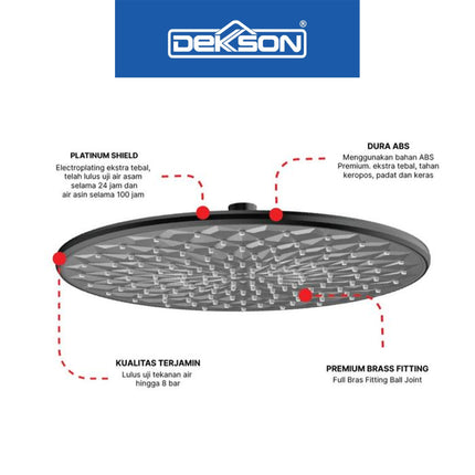 Rain Shower Dekkson RS 3511 Head Shower Mandi Atas Kepala 300 mm