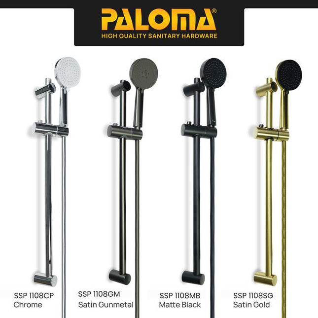 PALOMA SSP 1108 Shower Set Tiang Handshower Mandi Hand Shower Head Kepala Shower Genggam Pole Bar 3 Mode Paket ABS Chrome Gunmetal Gun Metal Grey Black Gold Silver Abu Hitam Emas SSP 1108CP SSP 1108MB SSP 1108GM SSP 1108SG
