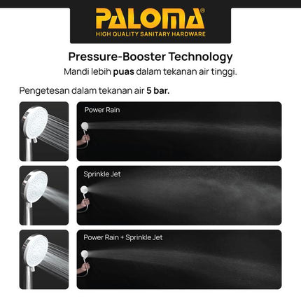PALOMA SSP 1108 Shower Set Tiang Handshower Mandi Hand Shower Head Kepala Shower Genggam Pole Bar 3 Mode Paket ABS Chrome Gunmetal Gun Metal Grey Black Gold Silver Abu Hitam Emas SSP 1108CP SSP 1108MB SSP 1108GM SSP 1108SG