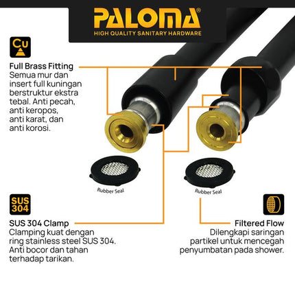PALOMA SSP 1108 Shower Set Tiang Handshower Mandi Hand Shower Head Kepala Shower Genggam Pole Bar 3 Mode Paket ABS Chrome Gunmetal Gun Metal Grey Black Gold Silver Abu Hitam Emas SSP 1108CP SSP 1108MB SSP 1108GM SSP 1108SG