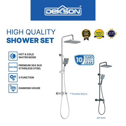 Shower Set 3 Function Dekkson SS 7828-3 CP MB Shower Tiang Set Column Mandi Keran Kran Panas Dingin Chrome Black