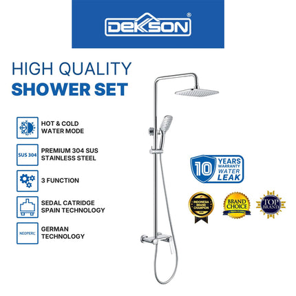 Shower Set Tiang Dekkson SS 8518-3 Keran Shower Mixer Air Panas Dingin Shower Tiang Set Keran Mandi Kran Panas Dingin