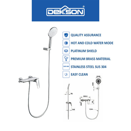 Shower Set 2 Function Dekkson SS 8718-2 Concealed Mandi Air Panas Dingin Dinding Wall Shower Mixer Hot Cold Kamar Mandi Bathroom
