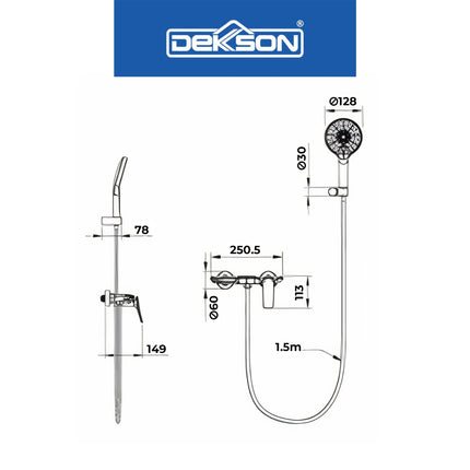 Shower Set 2 Function Dekkson SS 8718-2 Concealed Mandi Air Panas Dingin Dinding Wall Shower Mixer Hot Cold Kamar Mandi Bathroom