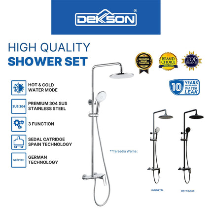 Shower Set Tiang Dekkson SS 8718-3 Keran Shower Mixer Air Panas Dingin Chrome Black Gunmetal