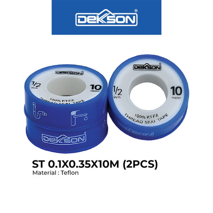 SEAL TAPE DEKKSON ST 0.1X0.35X10M 1PACK ISI 2PCS &nbsp;Isolasi Keran Air Solasi Pipa Seltip Kran Air Drat