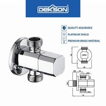 Stop Valve 2 Out Dekkson SV 8004-2 CP Stop Kran Kuningan 2 Cabang Kloset Brass Shower 2 Way Out Double Setop Keran Air Toilet