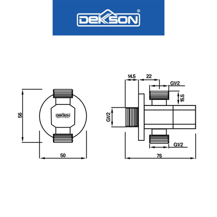 Stop Valve 2 Out Dekkson SV 8004-2 CP Stop Kran Kuningan 2 Cabang Kloset Brass Shower 2 Way Out Double Setop Keran Air Toilet