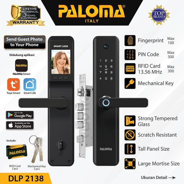 Smart Lock Camera Door Viewer PALOMA DLP 2138 Kunci Pintu Handle Digital