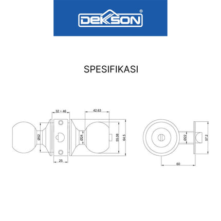 Handle Pintu Dekkson KCBL 8587 BK Tubular Lock Set Gagang Pintu