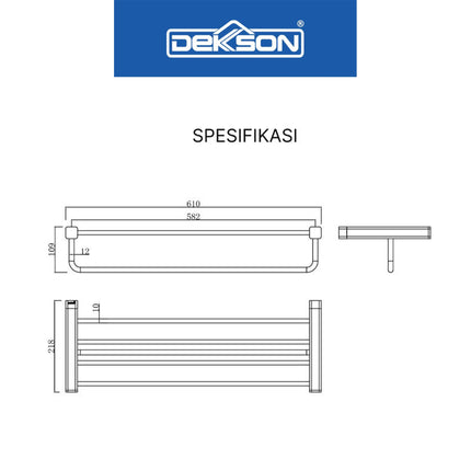 Tower Shelf Dekkson TS 5410 Towel Bar Rak Handuk Dinding Chrome