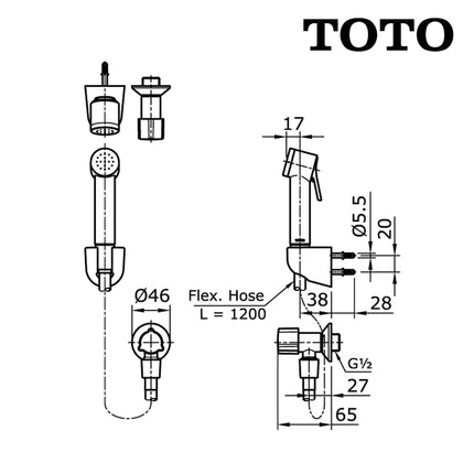 Jet Shower TOTO TX403SEV2W Sower Spray W/ Stop Valve White