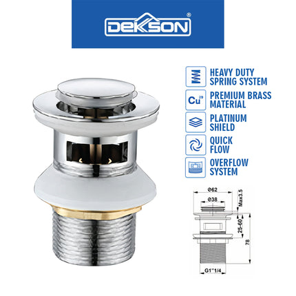 Waste Fitting Pop-Up Dekkson WF 8003 lubang Pembuangan Air Wastafel Drain Waste Fitting