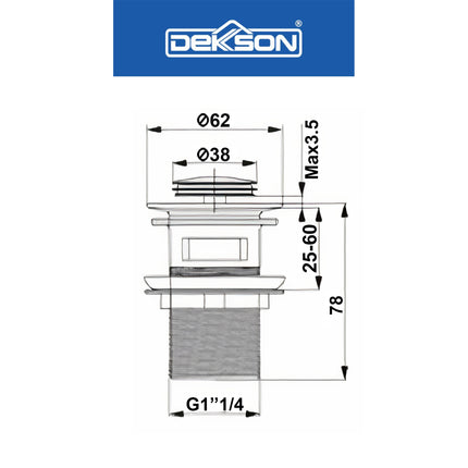 Waste Fitting Pop-Up Dekkson WF 8003 lubang Pembuangan Air Wastafel Drain Waste Fitting