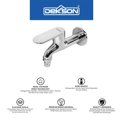 Wall Tap Dekkson WT 1830 BR CP Kran Taman Tembok Selang Dekson WT 1830 Wall Mounted Lever Handle Hose Tap