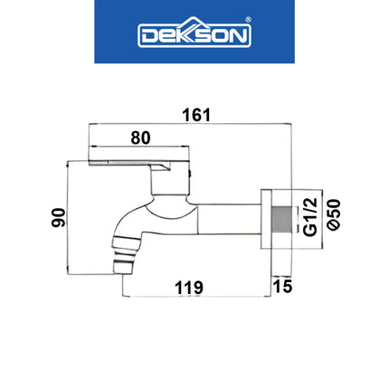 Wall Tap Dekkson WT 1830 BR CP Kran Taman Tembok Selang Dekson WT 1830 Wall Mounted Lever Handle Hose Tap