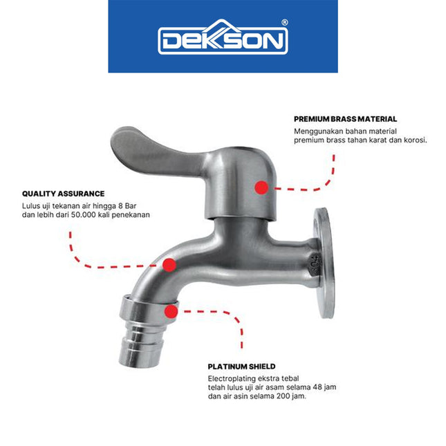 Wall Tap Dekkson WT 8003 SUS 304 Keran Dinding Kran Taman Tembok