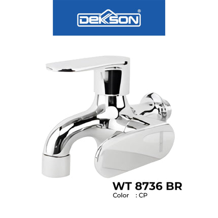 Wall Tap 2 Out Dekkson WT 8736 BR CP Keran Air Tembok 2 Arah Output Dinding Wall Mounted Lever Handle Tap Two Way Out