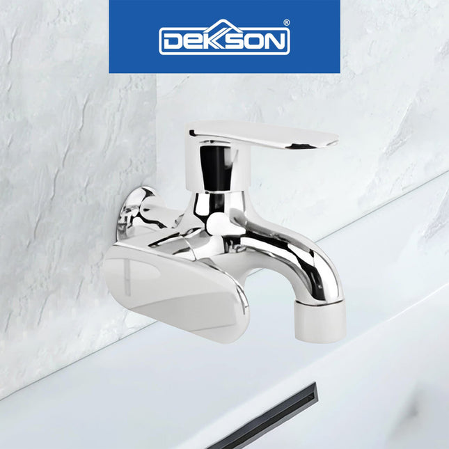 Wall Tap 2 Out Dekkson WT 8736 BR CP Keran Air Tembok 2 Arah Output Dinding Wall Mounted Lever Handle Tap Two Way Out